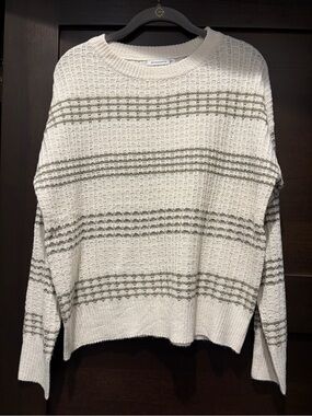 Staccato Cream Sweater with Olive Stripes